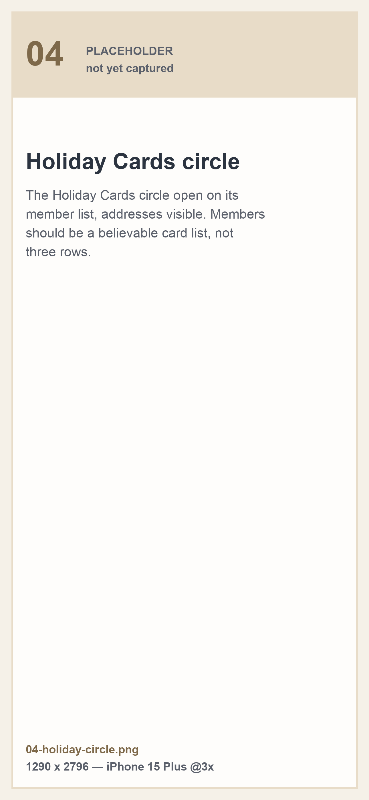 The Holiday Cards circle with its member list